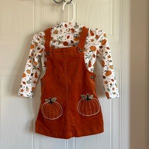 Infant 12M dress with shirt. Pumpkins. Burnt orange.